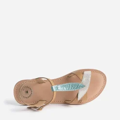 Buggy Sandales^Sandale dorée en cuir avec brides-feuilles CAMEL