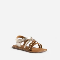 Buggy Sandales^Sandale dorée et camel en cuir COGNAC