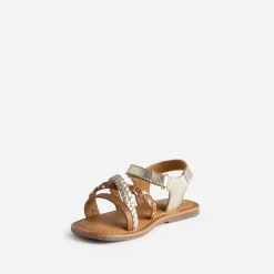 Buggy Sandales^Sandale dorée et camel en cuir COGNAC