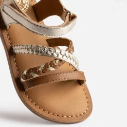 Buggy Sandales^Sandale dorée et camel en cuir COGNAC