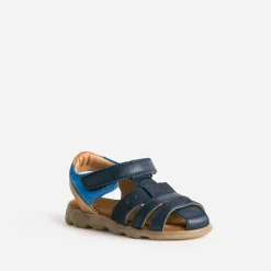 Buggy Sandales^Sandale , bleue, camel cuir MARINE