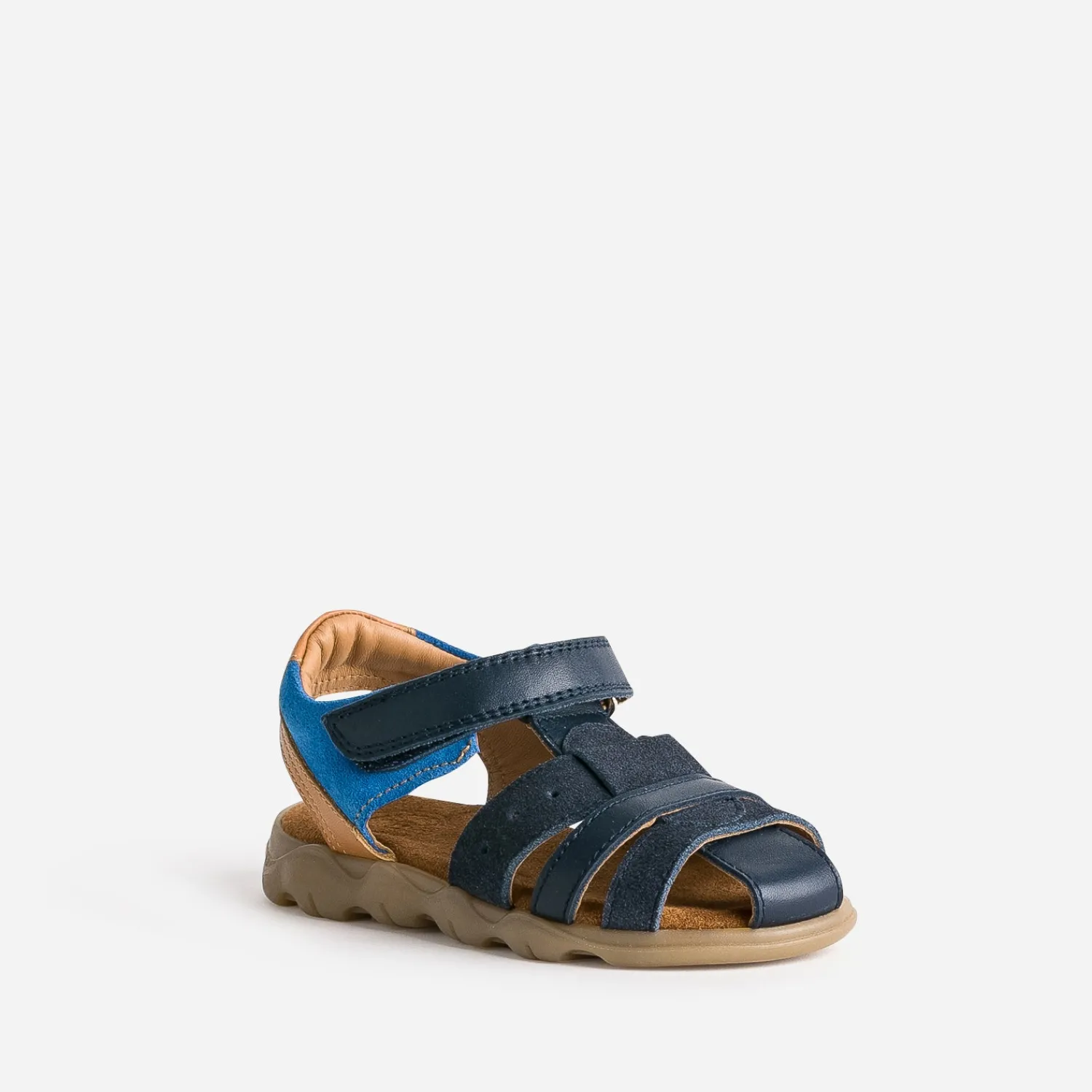 Buggy Sandales^Sandale , bleue, camel cuir MARINE
