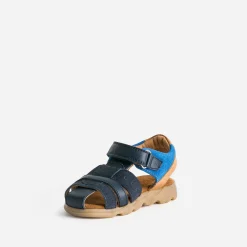 Buggy Sandales^Sandale , bleue, camel cuir MARINE