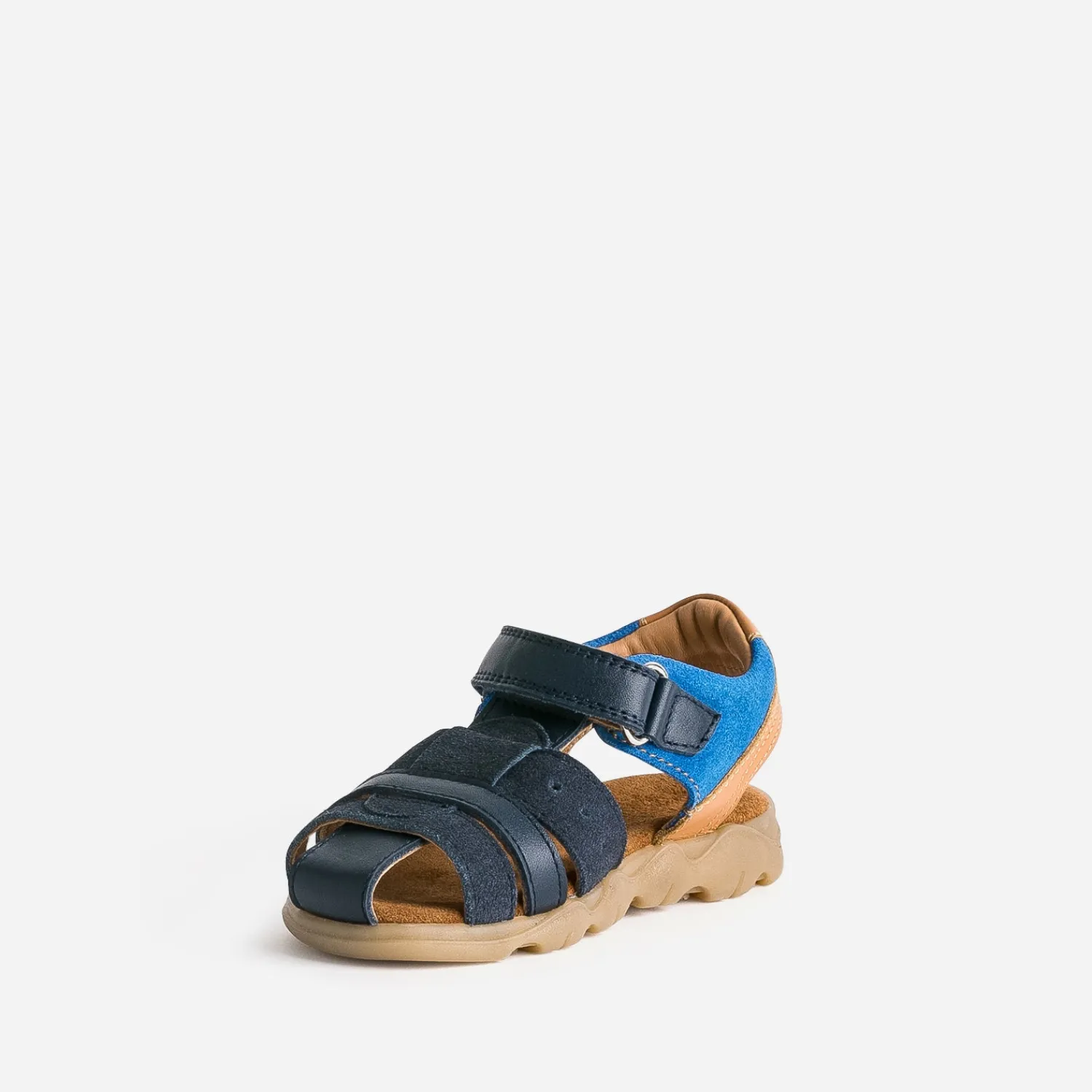 Buggy Sandales^Sandale , bleue, camel cuir MARINE