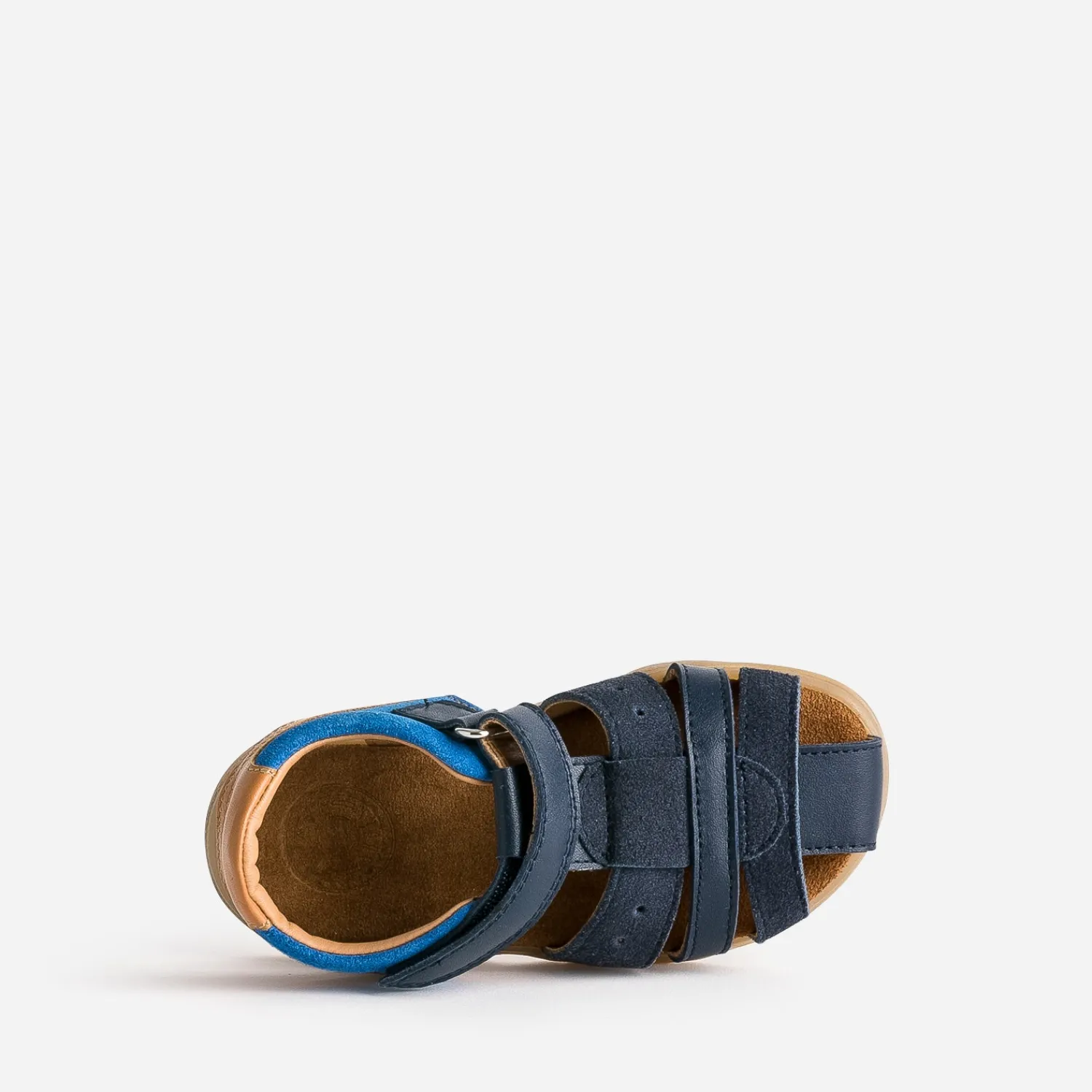 Buggy Sandales^Sandale , bleue, camel cuir MARINE