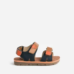 Buggy Sandales^Sandale marine, marron et orange en cuir BLEU