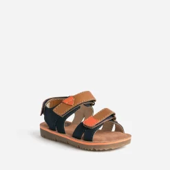 Buggy Sandales^Sandale marine, marron et orange en cuir BLEU