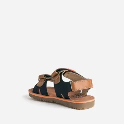 Buggy Sandales^Sandale marine, marron et orange en cuir BLEU