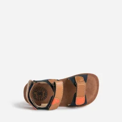 Buggy Sandales^Sandale marine, marron et orange en cuir BLEU