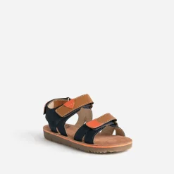 Buggy Sandales^Sandale marine, marron, orange en cuir BLEU