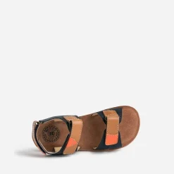 Buggy Sandales^Sandale marine, marron, orange en cuir BLEU