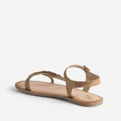 Buggy Sandales^Sandale marron en cuir velours avec feuilles OR