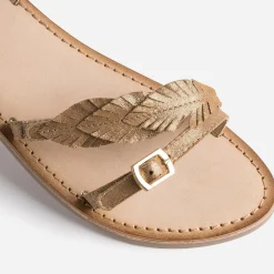 Buggy Sandales^Sandale marron en cuir velours avec feuilles OR