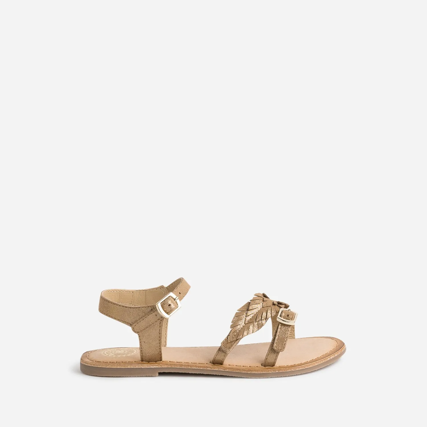 Buggy Sandales^Sandale marron en cuir velours avec feuilles OR