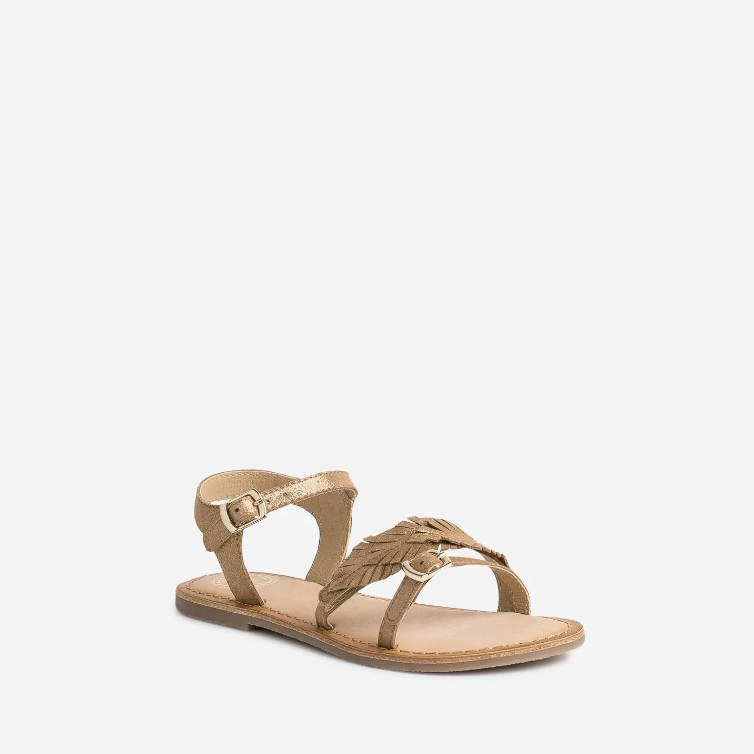 Buggy Sandales^Sandale marron en cuir velours avec feuilles OR