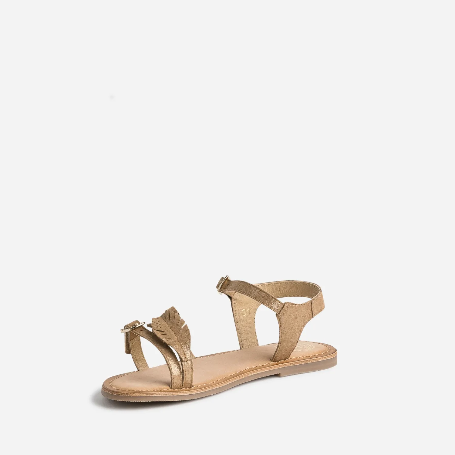 Buggy Sandales^Sandale marron en cuir velours avec feuilles OR