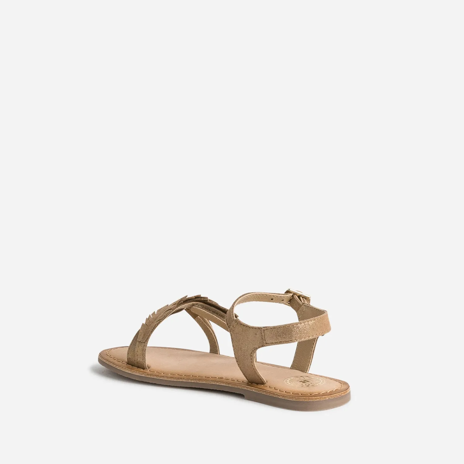 Buggy Sandales^Sandale marron en cuir velours avec feuilles OR