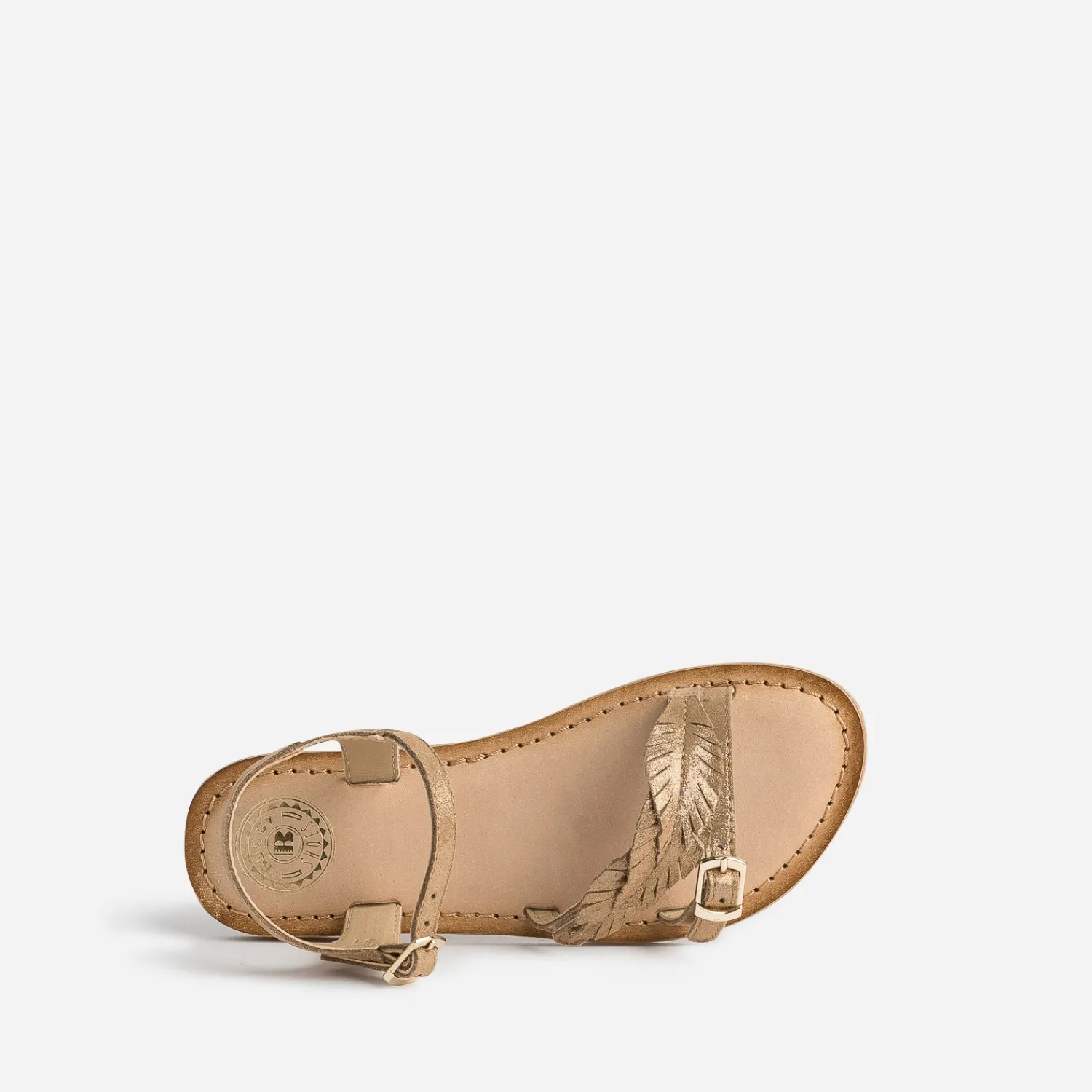 Buggy Sandales^Sandale marron en cuir velours avec feuilles OR