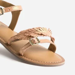 Buggy Sandales^Sandale cuir velours avec feuilles ORANGE