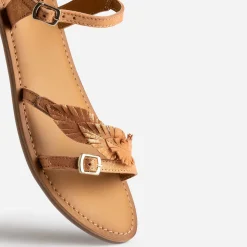 Buggy Sandales^Sandale en cuir velours avec feuilles ORANGE