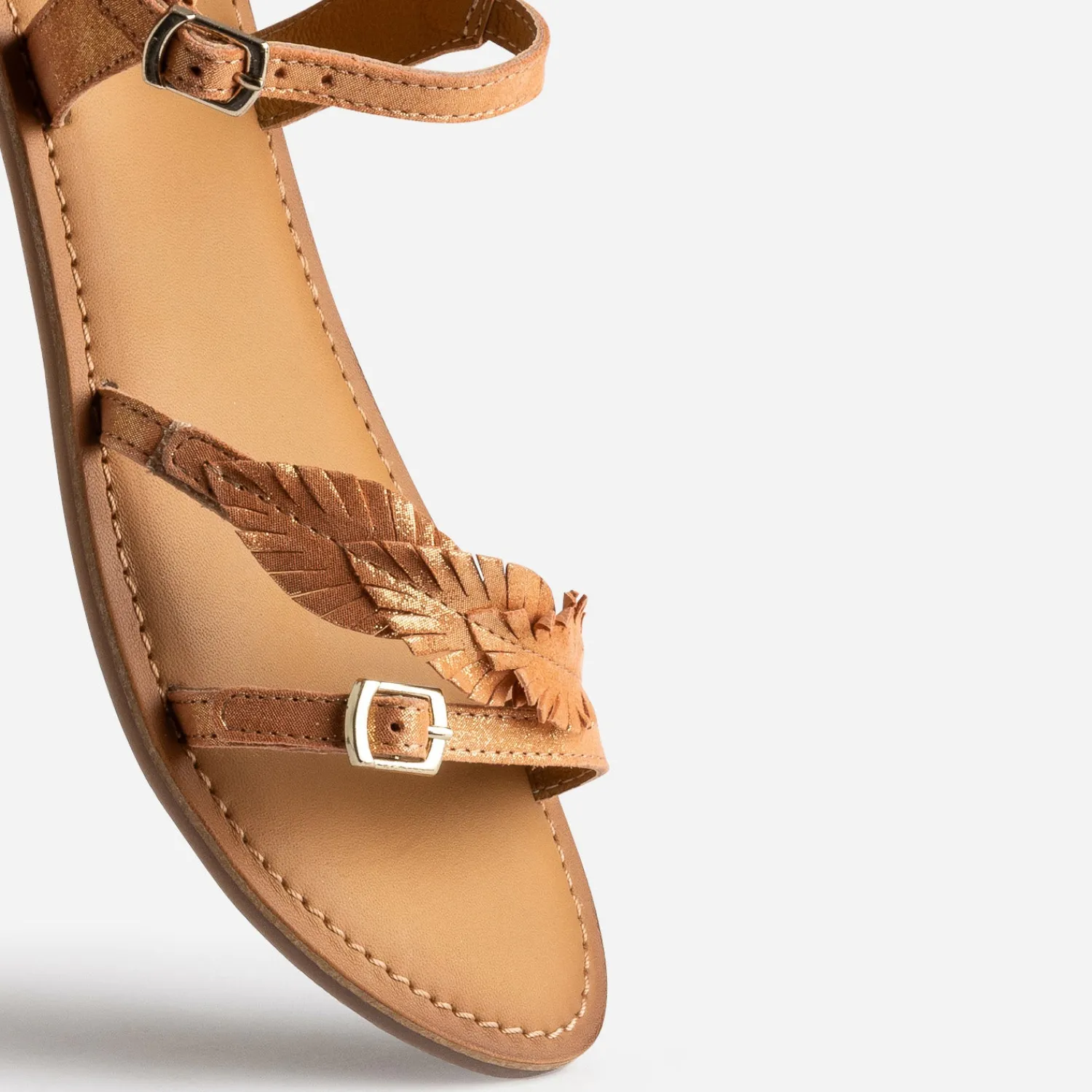 Buggy Sandales^Sandale en cuir velours avec feuilles ORANGE