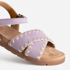 Buggy Sandales^Sandale parme cuir velours brodé VIOLET