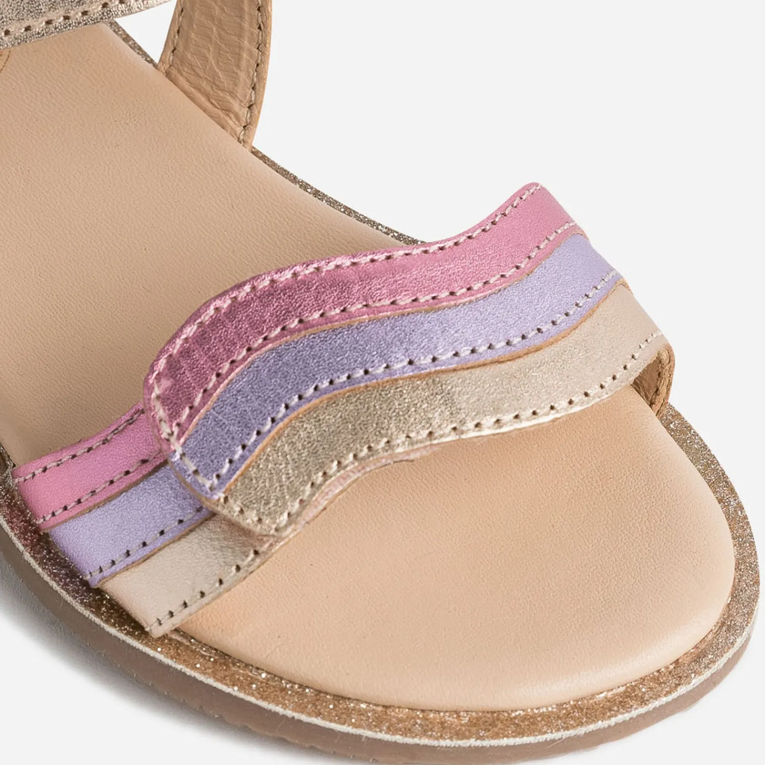 Buggy Sandales^Sandale rose cuivré cuir bride tricolore MULTICOLORE