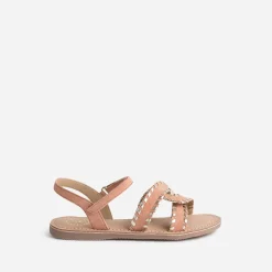 Buggy Sandales^Sandale saumon et dorée en cuir velours ROSE