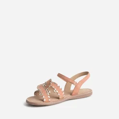 Buggy Sandales^Sandale saumon et dorée en cuir velours ROSE