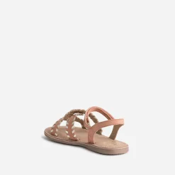 Buggy Sandales^Sandale saumon et dorée en cuir velours ROSE