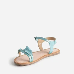 Buggy Sandales^Sandale turquoise en cuir velours avec plumes BLEU