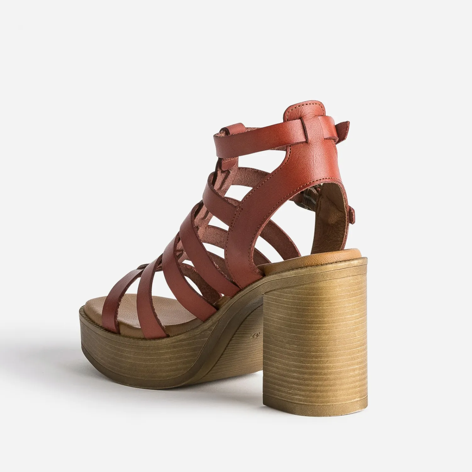 Texto Sandales^Sandale cage brique en cuir ROUGE