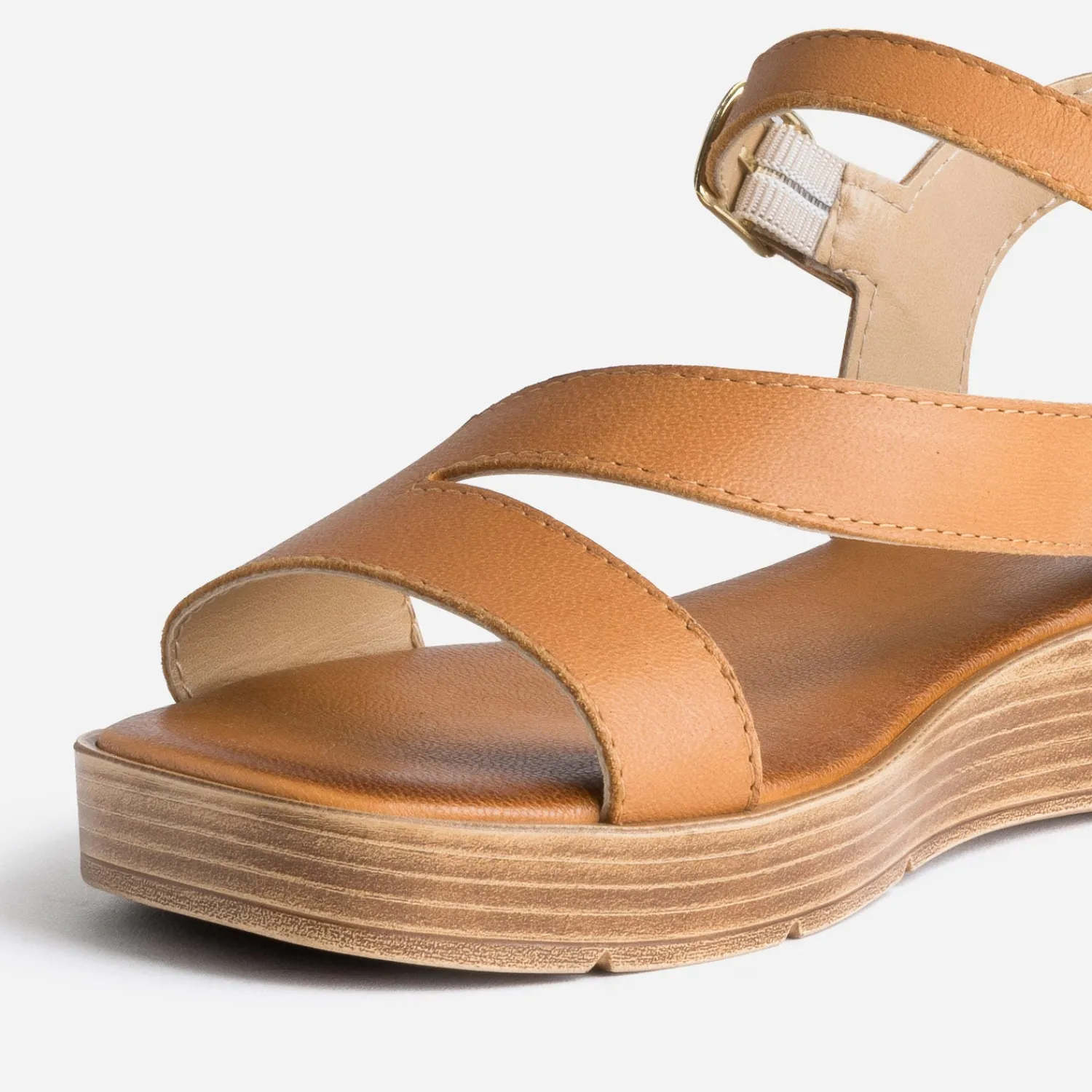 Eram Sandales^Sandale en cuir CAMEL