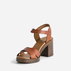 Eram Sandales^Sandale en cuir éco-conçu CAMEL