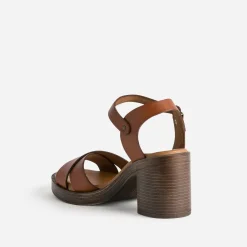 Eram Sandales^Sandale en cuir éco-conçu CAMEL