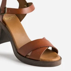 Eram Sandales^Sandale en cuir éco-conçu CAMEL