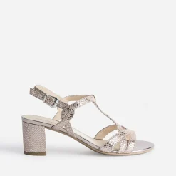 Caprice Sandales^Sandale beige en cuir velours effet python dé OR