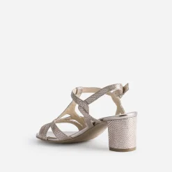 Caprice Sandales^Sandale beige en cuir velours effet python dé OR