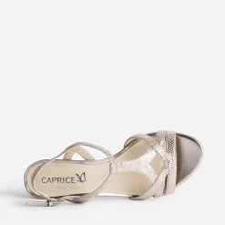 Caprice Sandales^Sandale beige en cuir velours effet python dé OR