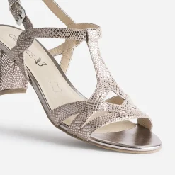 Caprice Sandales^Sandale beige en cuir velours effet python dé OR