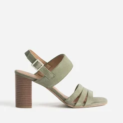 Caprice Sandales^Sandale kaki en cuir velours VERT