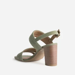 Caprice Sandales^Sandale kaki en cuir velours VERT