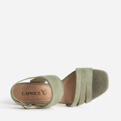 Caprice Sandales^Sandale kaki en cuir velours VERT