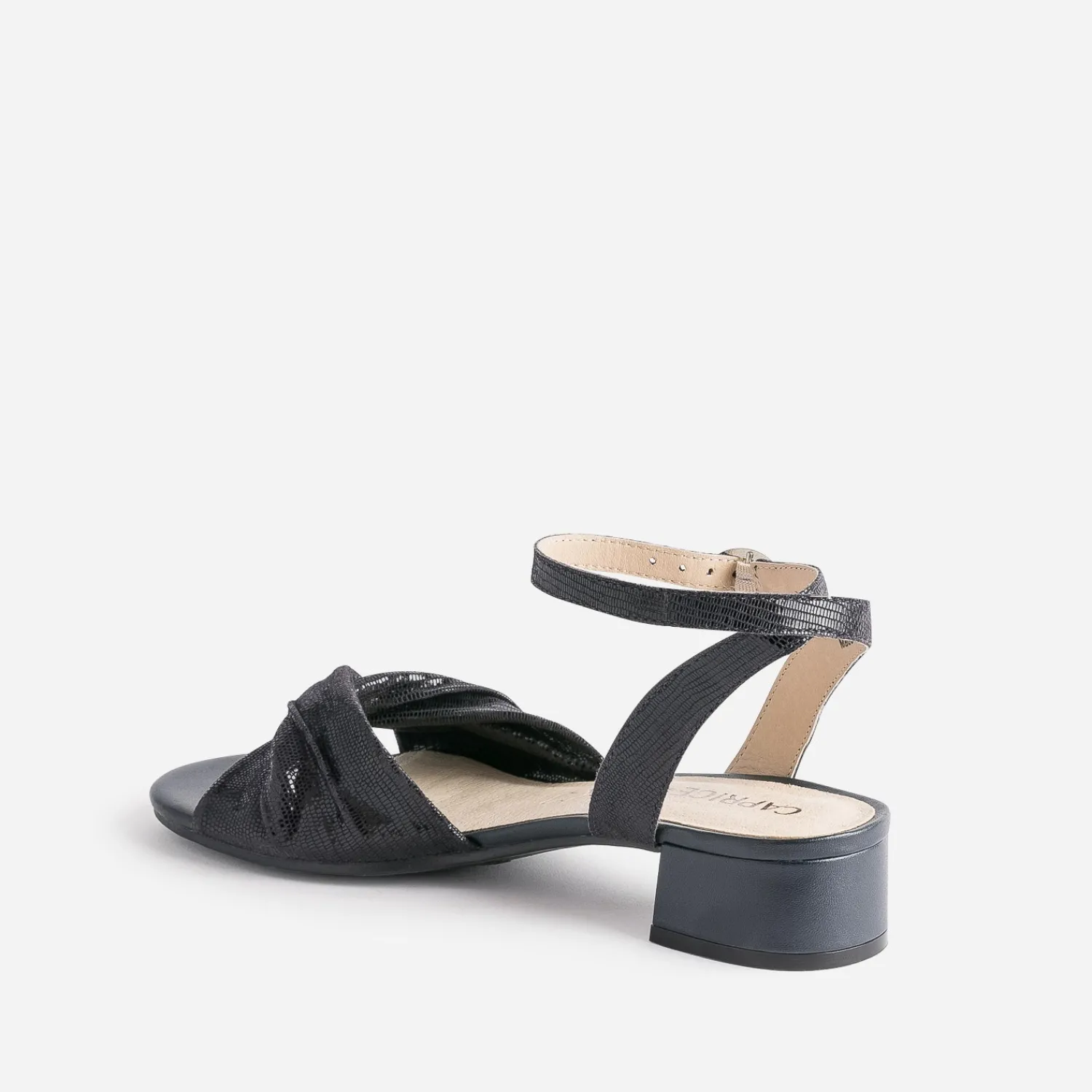 Caprice Sandales^Sandale cuir effet python verni MARINE