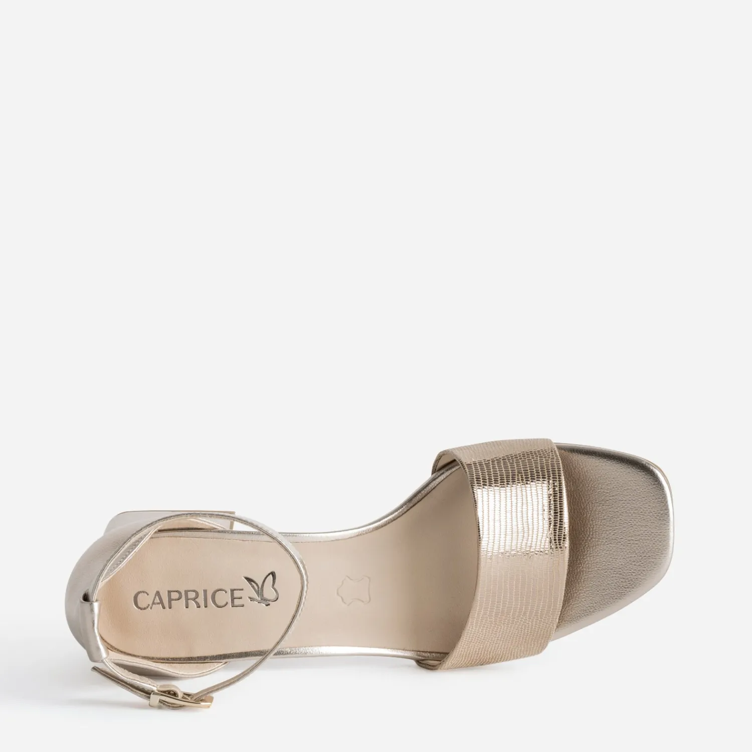 Caprice Sandales^Sandale noire cuir effet python verni OR
