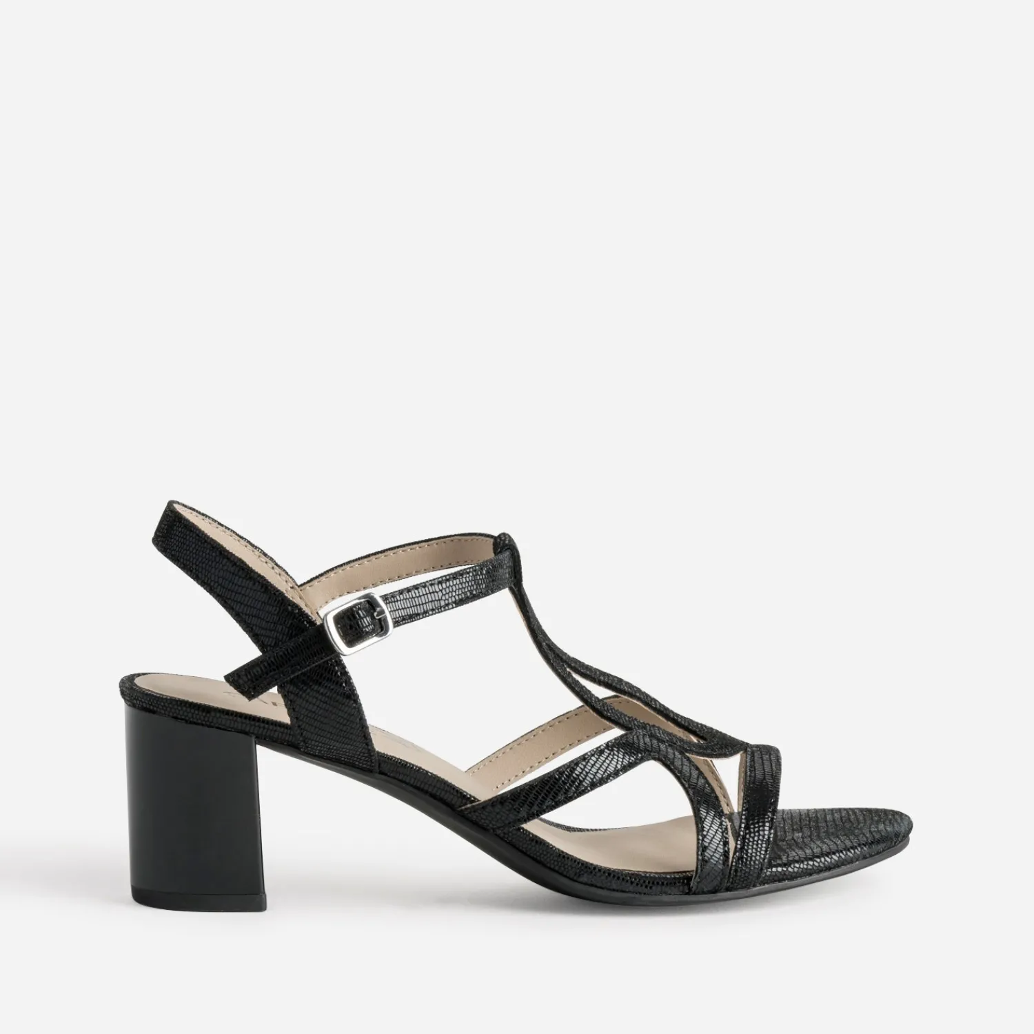 Caprice Sandales^Sandale e cuir effet python verni NOIR