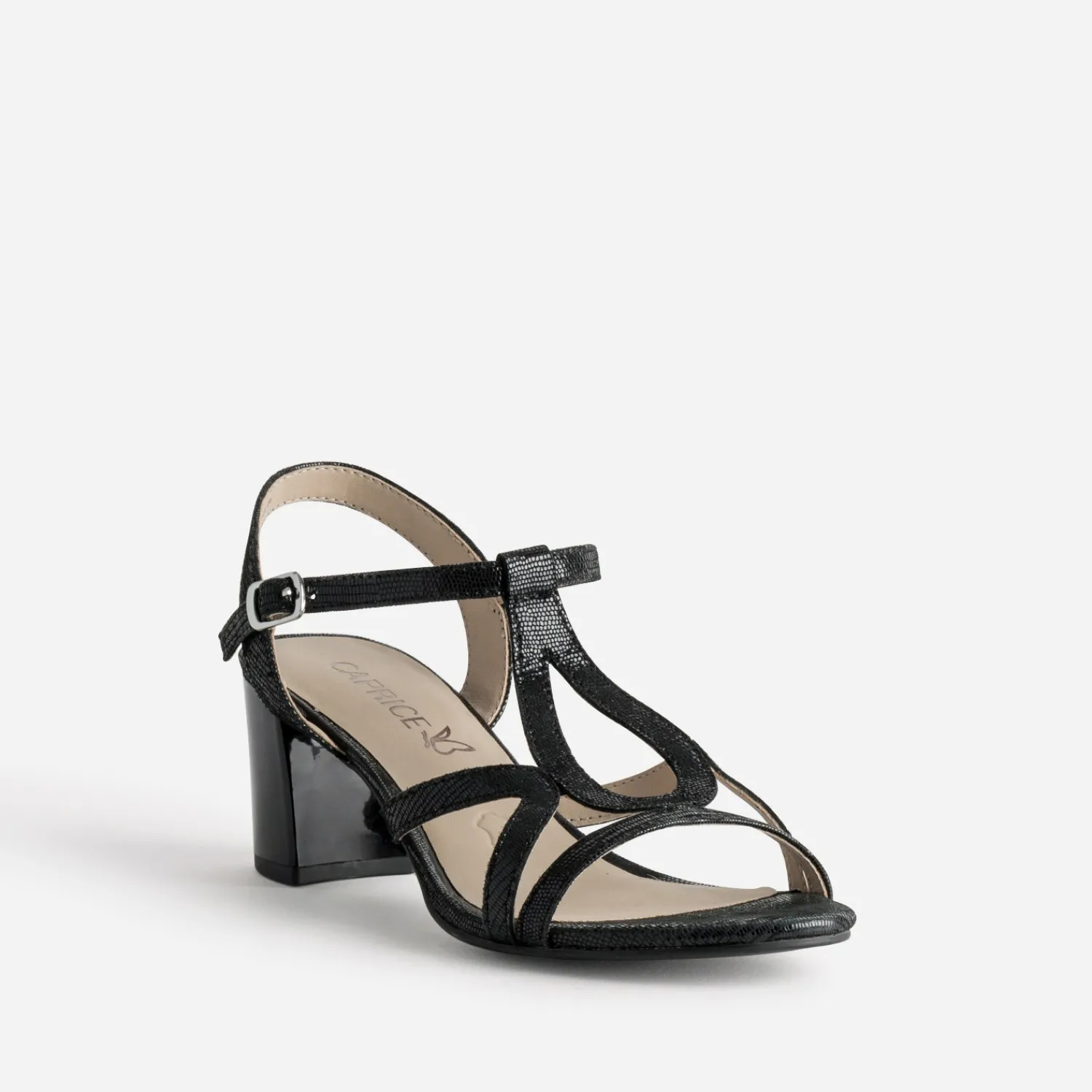 Caprice Sandales^Sandale e cuir effet python verni NOIR