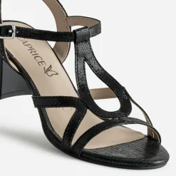 Caprice Sandales^Sandale e cuir effet python verni NOIR