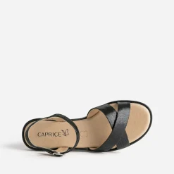 Caprice Sandales^Sandale e en cuir effet python NOIR