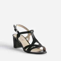 Caprice Sandales^Sandale e en cuir velours effet python NOIR